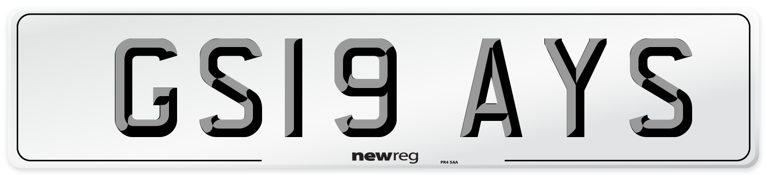 GS19 AYS Number Plate from New Reg